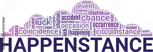 Happenstance word cloud conceptual design isolated on white background.