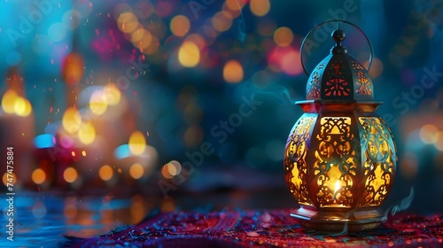 Oriental Lantern and Candles in Vintage Style photo