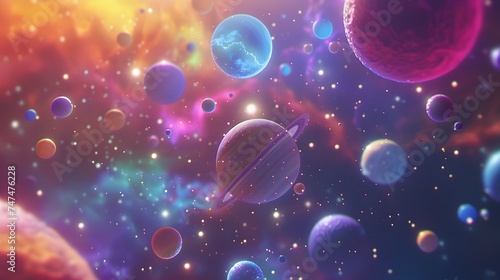 Colorful and Stylish Planets Wallpaper for Desktop
