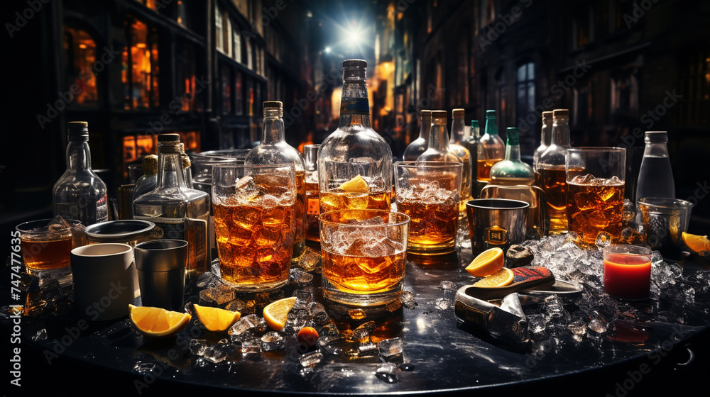 Alcohol drinks banner design watercolor texture. Alcohol drinks banner design watercolor texture.