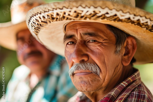 Mexican rancher wearing a traditional sombrero.