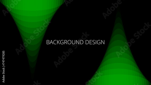 Black and neon green abstract background with sharp wavy lines and gradient transition, dynamic fluid shape	
