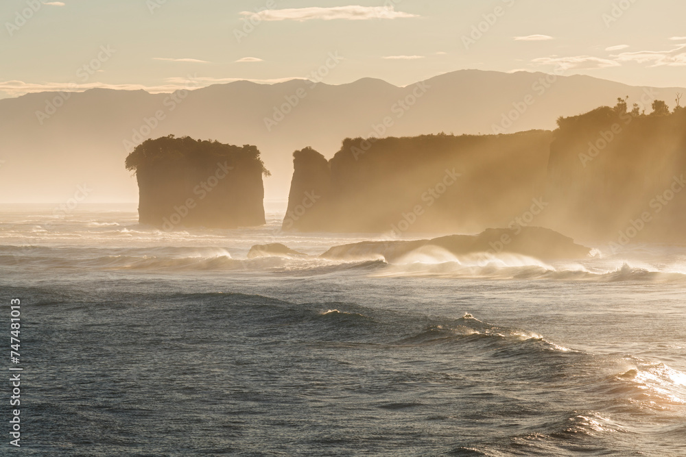Morgenstimmung am Cape Foulwind, West Coast, Südinsel, Neuseeland, Ozeanien