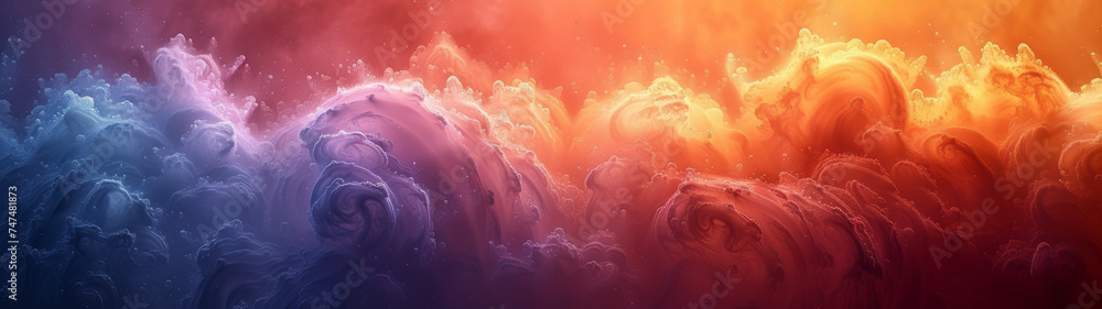 This image depicts ethereal swirls in hues of red and blue, evoking a celestial cloudscape with a dreamy ambience - obrazy, fototapety, plakaty 