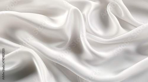 Abstract White Satin Silky Cloth for background, Fabric Textile Drape with Crease Wavy Folds.with soft waves,waving in the wind