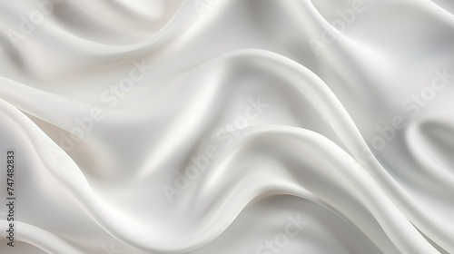 Abstract White Satin Silky Cloth for background, Fabric Textile Drape with Crease Wavy Folds.with soft waves,waving in the wind