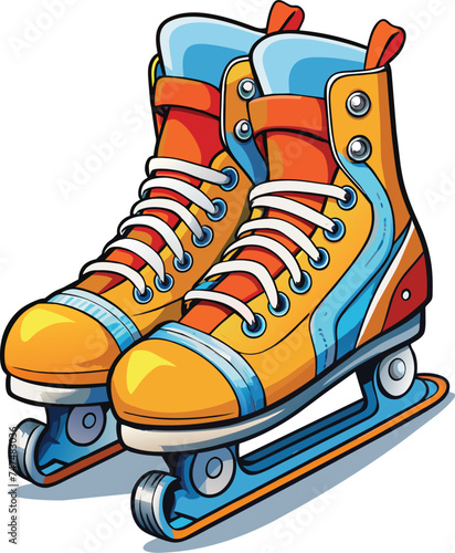 ice skater boots logo, Vector illustration of ice skates isolated on a white background, 