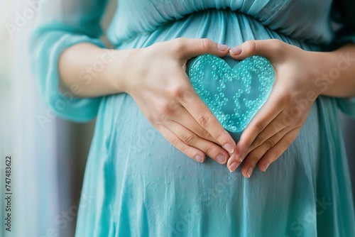 Surrogate mothers, Expectant mother holding heart-shaped item in hands.