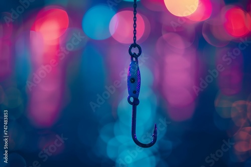 Fishing hooks. Background with selective focus and copy space