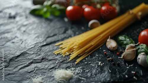 pasta on the table with vegetables