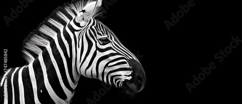 a black and white photo of a zebra with its head turned to the side and it s mouth open.