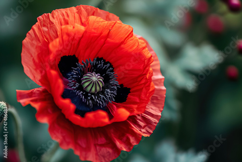 red poppy with a black center