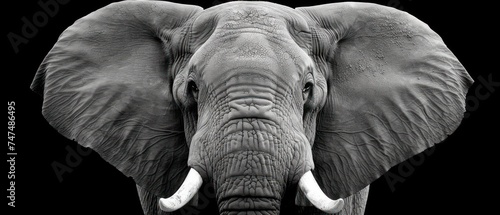 a close up of an elephant's face with tusks and tusks on it's ears.