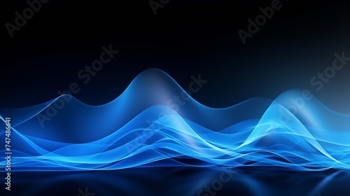 Beautiful abstract wave technology background with blue light digital effect corporate concept