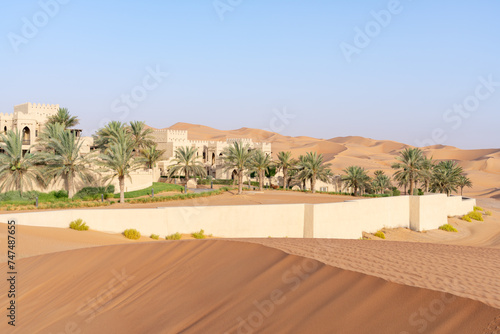 Desert resort in the Rub' al Khali desert, Empty Quarter, Abu Dhabi, United Arab Emirates photo