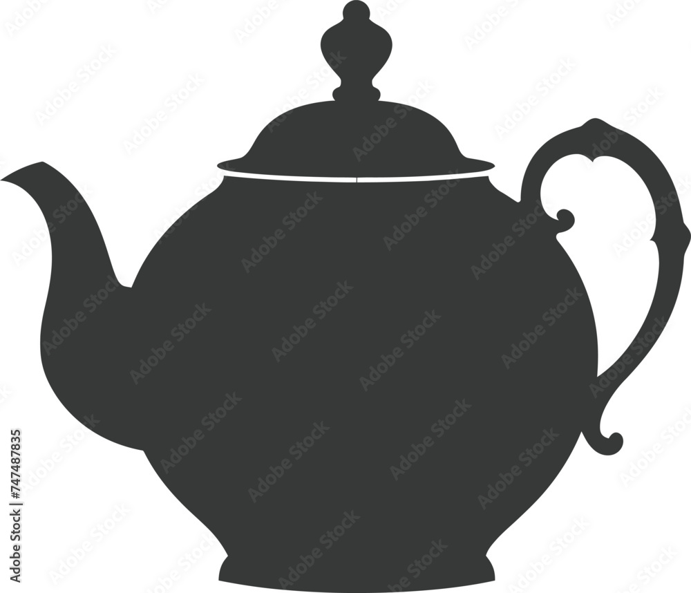 Silhouette teapot black color only full Silhouette teapot black color only full