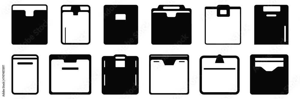 Folder icon silhouettes set, large pack of vector silhouette design, isolated white background Folder icon silhouettes set, large pack of vector silhouette design, isolated white background