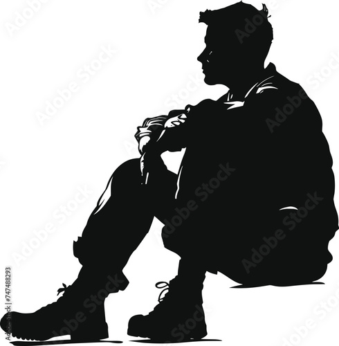 Silhouette prisoner in jail black color only full body