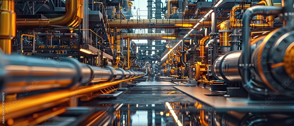 old machines in the factory, industrial pipelines, light azure, amber, creations, maroon and yellow old machines in the factory, industrial pipelines, light azure, amber, creations, maroon and yellow
