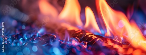 a close up of a fire with bright flames