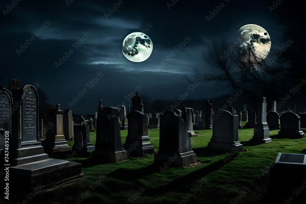 a moonlit night, with the moon hidden behind layers of ominous, dark clouds,