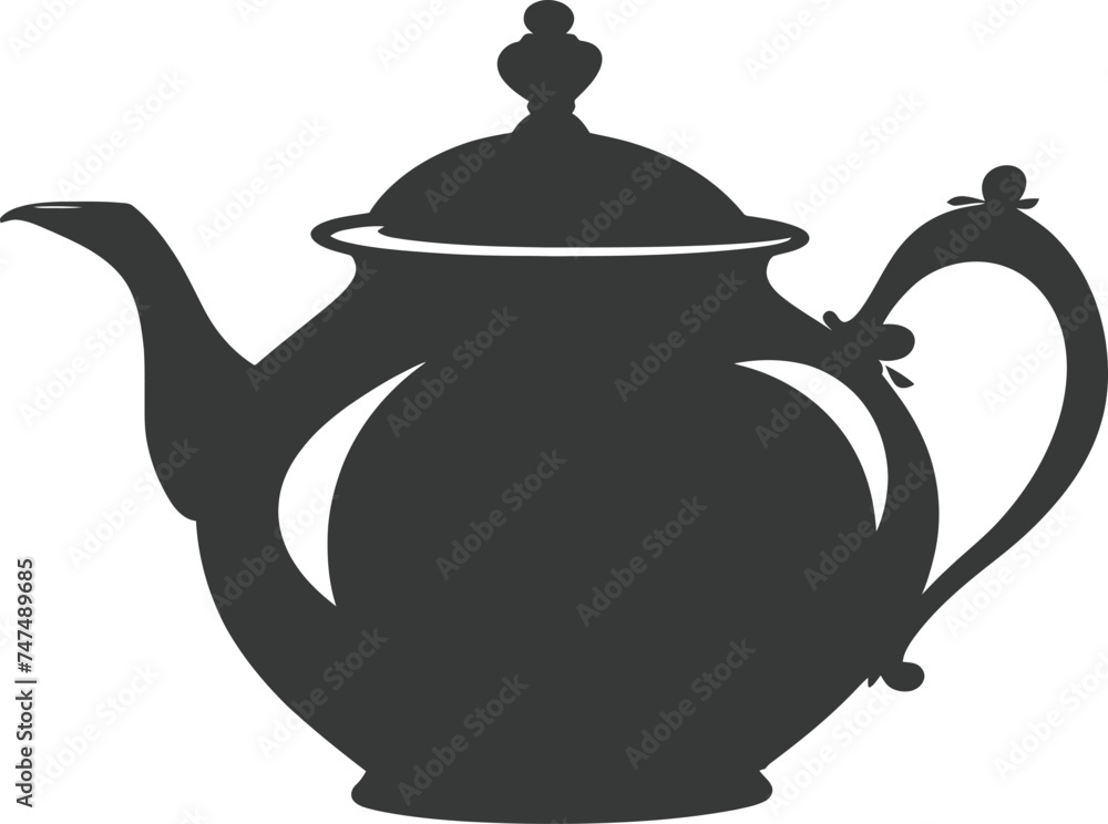 Silhouette teapot black color only full Silhouette teapot black color only full