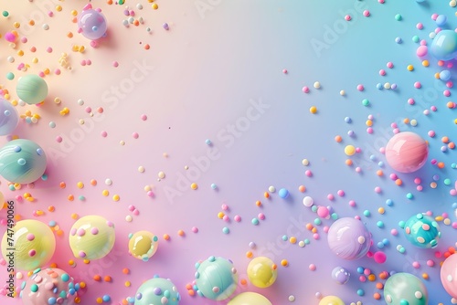 3D spheres and particles on gradient pastel - Digital rendering of 3D spheres with floating particles on a smooth gradient background for a futuristic look