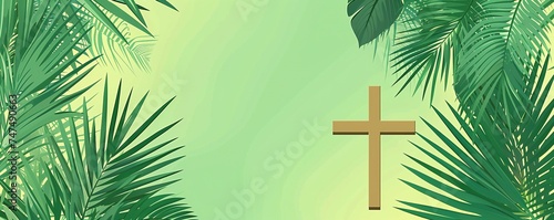 Cross and palm background. Palm sunday background