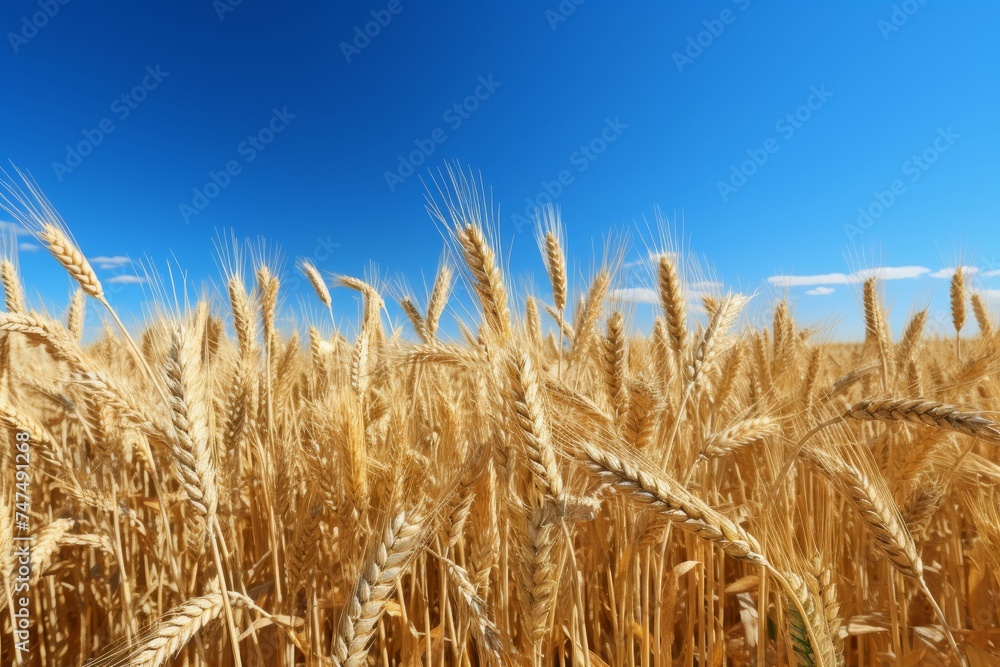 Tranquil wheat field on a clear, sunny summer day - high resolution landscape scenery