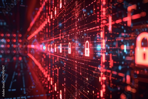 Comprehensive cybersecurity framework illustration Featuring advanced encryption Secure network architecture And data privacy icons Highlighting the importance of protecting digital information.