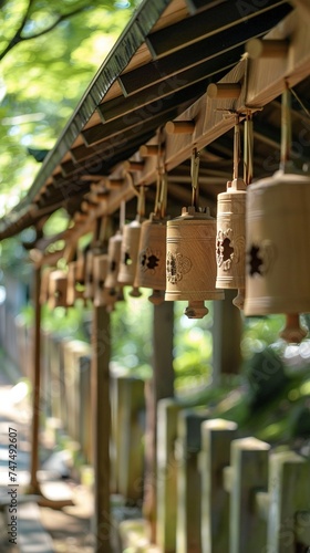 Many japanese wind bells in summer