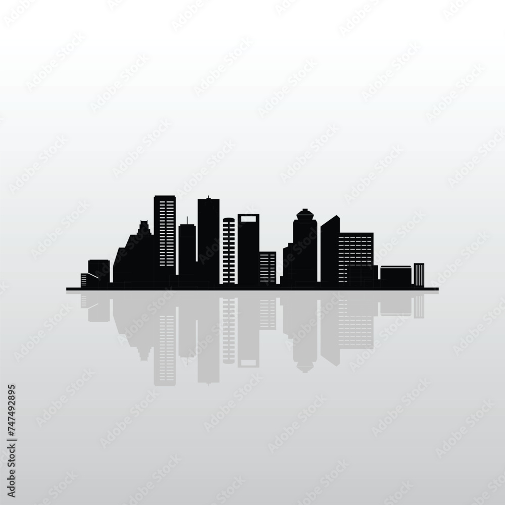 Houston Skyline Vector Silhouette Black Gradient