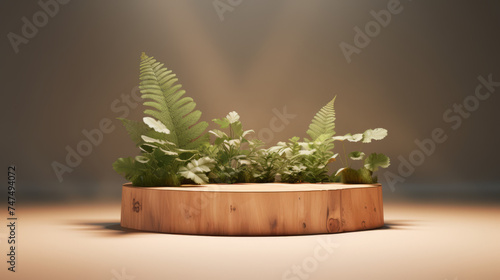 Natural Maplewood Podium product display for product presentation photo