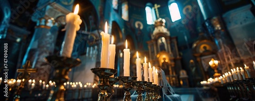 The candle flame in orthodox church, close up