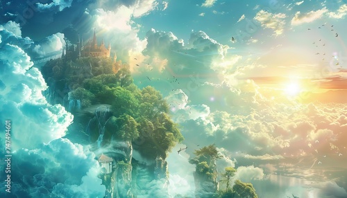 the green earth in the style of symbolic elements spiritual landscape, fantasy world