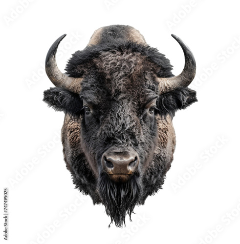 Buffalo head isolated on transparent background. Buffalo head png file. Generated Ai