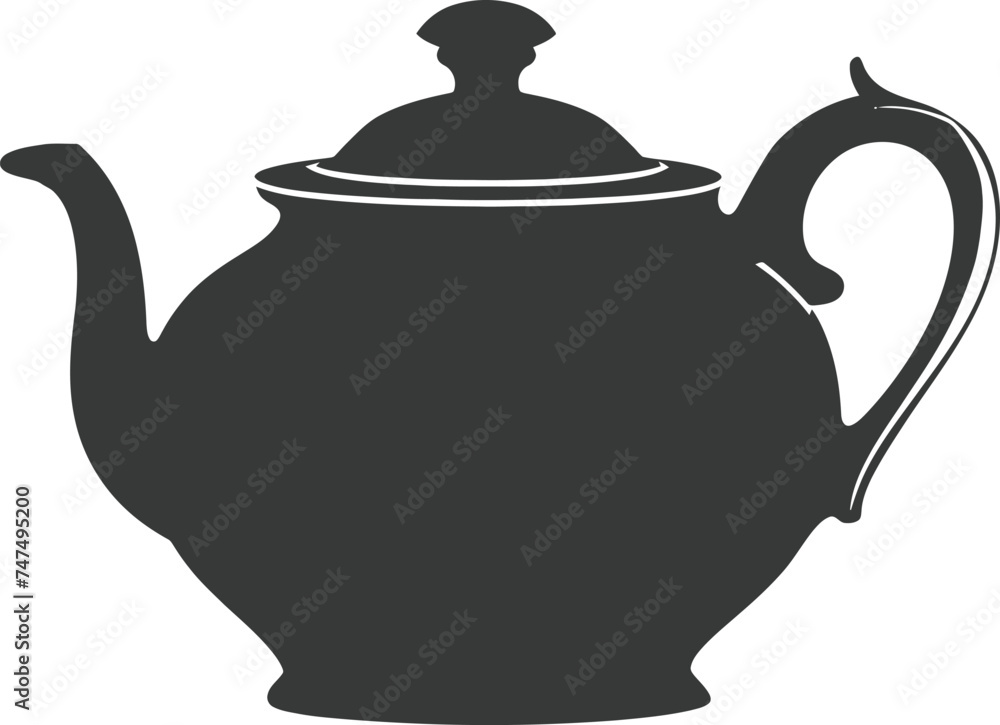 Silhouette teapot black color only full Silhouette teapot black color only full