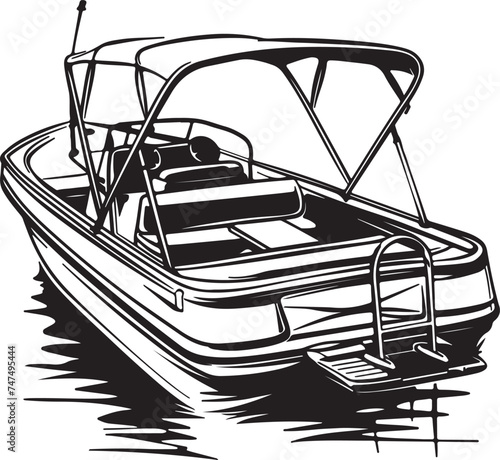 Pontoon Boat silhouette vector illustration