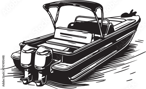 Pontoon Boat silhouette vector illustration