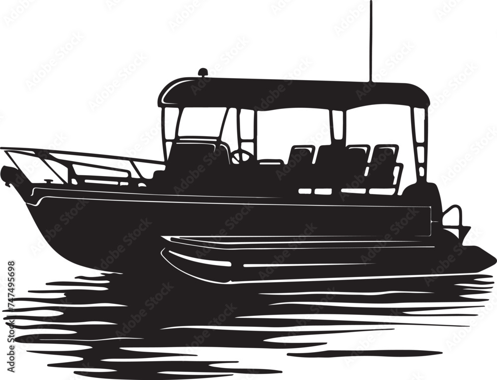 Pontoon Boat silhouette vector illustration