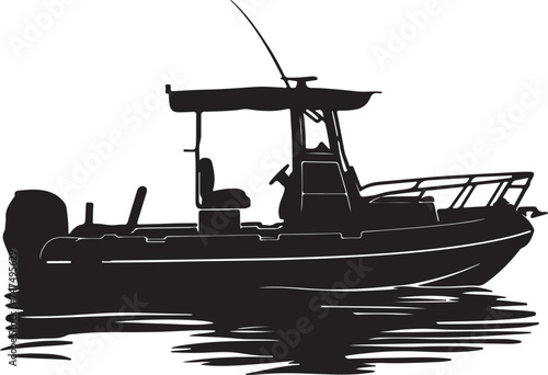 Pontoon Boat silhouette vector illustration