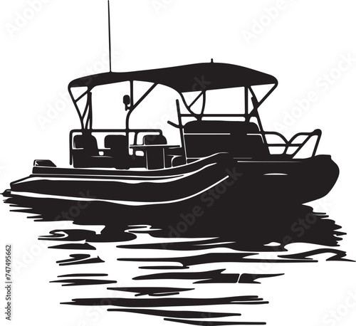 Pontoon Boat silhouette vector illustration