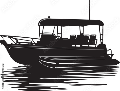Pontoon Boat silhouette vector illustration