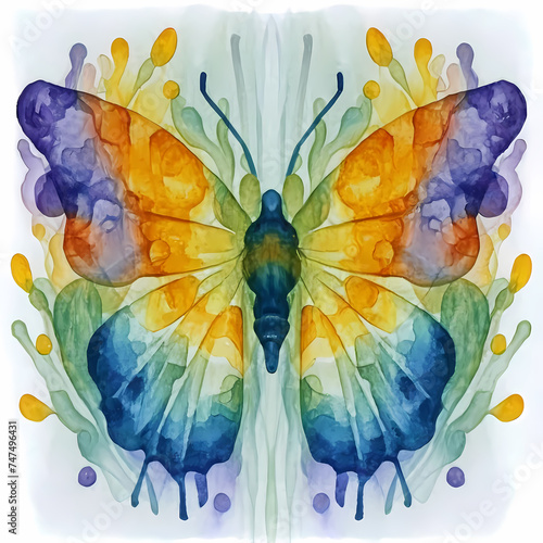 Watercolor butterfly on a flower 