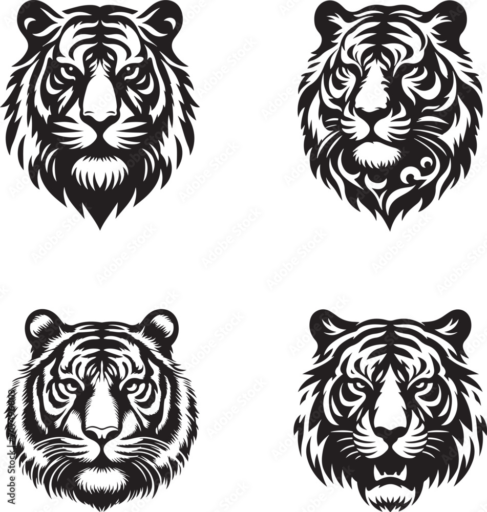Obraz premium tiger head silhouette vector illustration 
