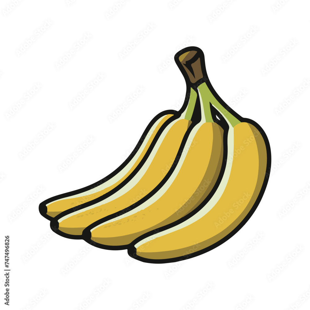 flat logotype vector isolated banana fruit clipart white background outline thick view