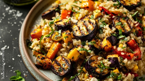 Mediterranean Grilled Veg Risotto with Goat’s Cheese and Basil