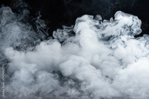 Close up of smoke on a black background, suitable for various design projects