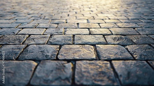 Detailed view of a cobblestone street, suitable for urban backgrounds