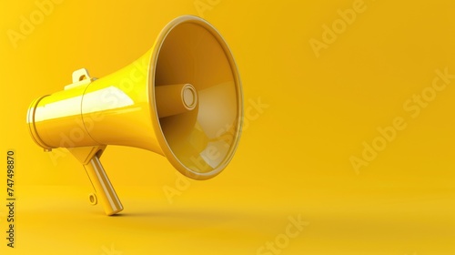 A vibrant yellow megaphone against a matching yellow background. Ideal for promotional and advertising concepts